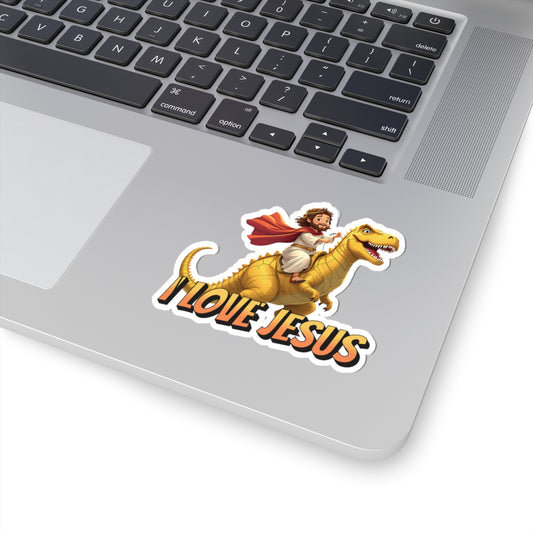 Jesus Riding A T-Rex - Sticker