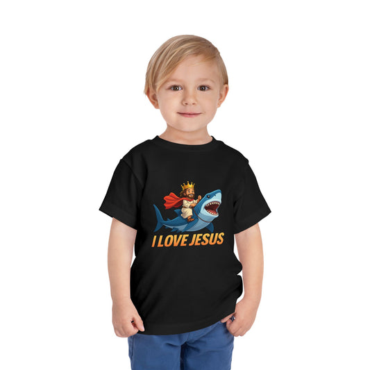 I Love Jesus! Jesus Riding a Shark | Toddler T-Shirt
