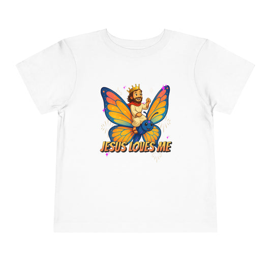 Jesus Loves Me! Jesus Riding a Butterfly | Toddler T-Shirt