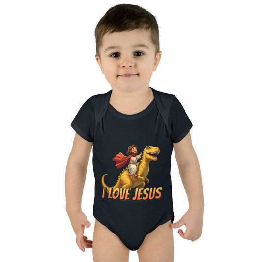 I Love Jesus T-Rex Infant Bodysuit - Christian Baby Apparel