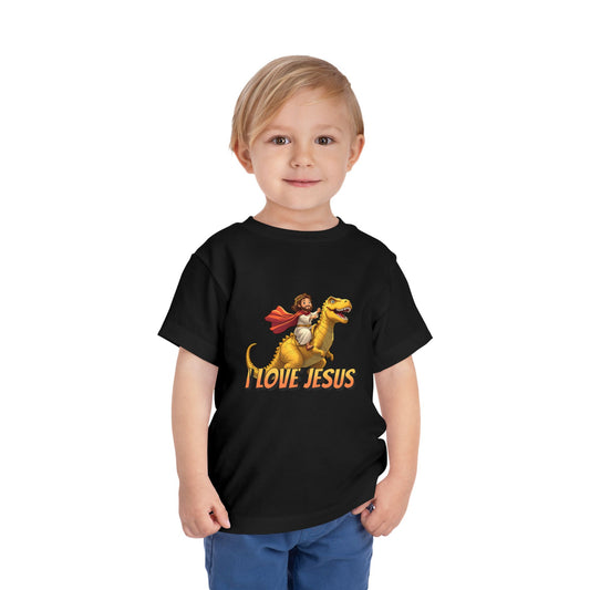I Love Jesus! Jesus Riding a T-Rex | Toddler T-Shirt