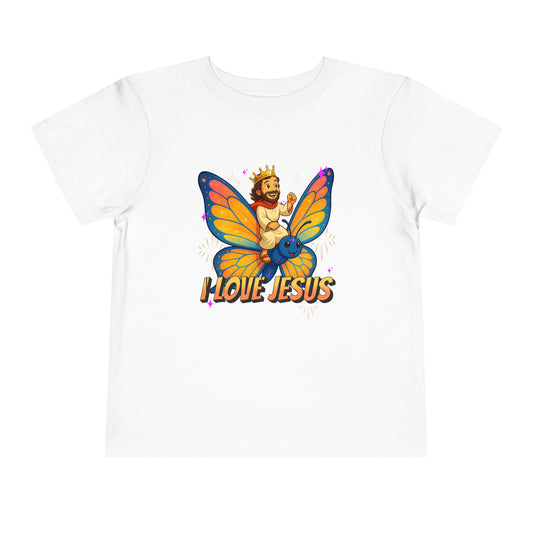 I Love Jesus! Jesus Riding a Butterfly | Toddler T-Shirt