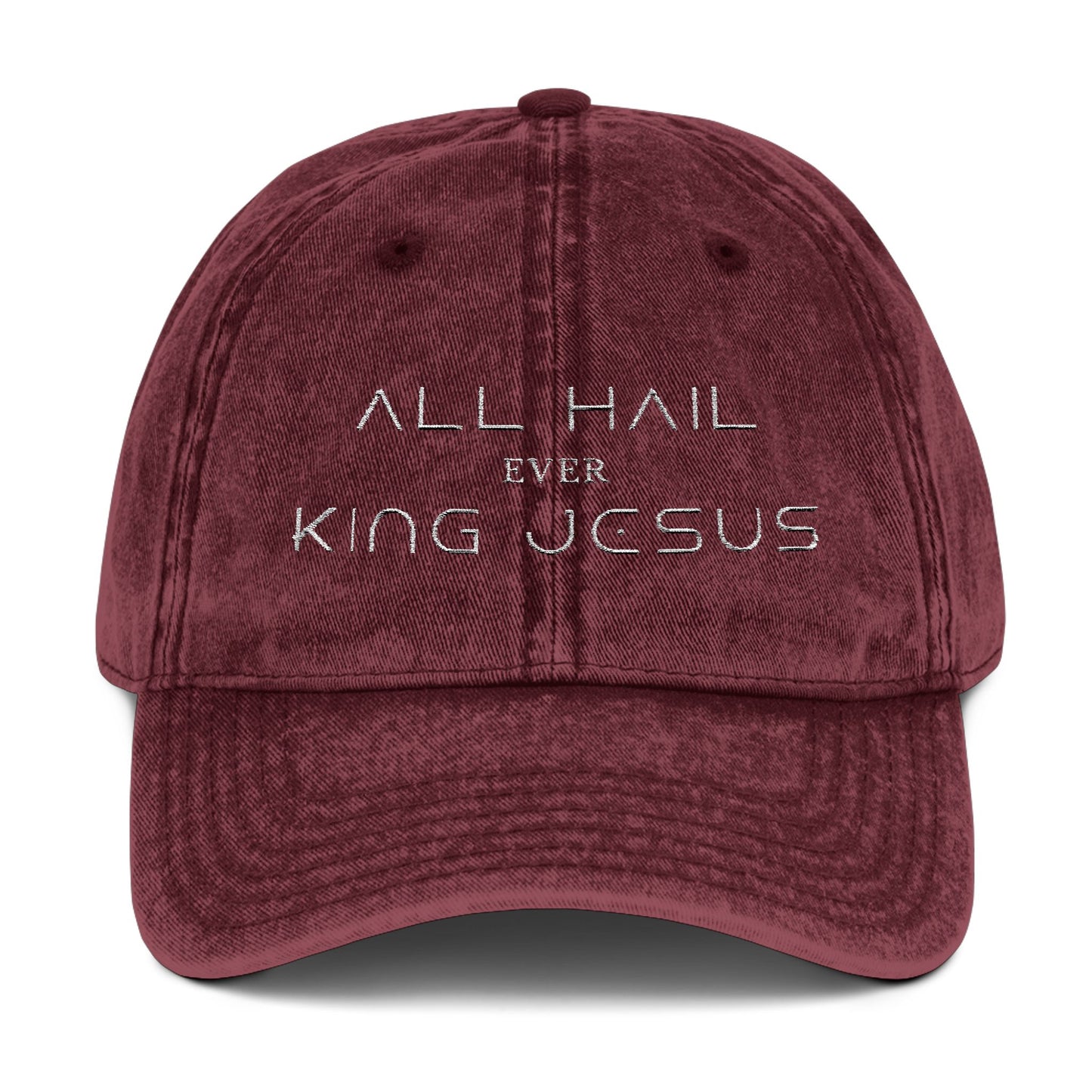 "All Hail King Jesus" - Vintage Embroidered Cap