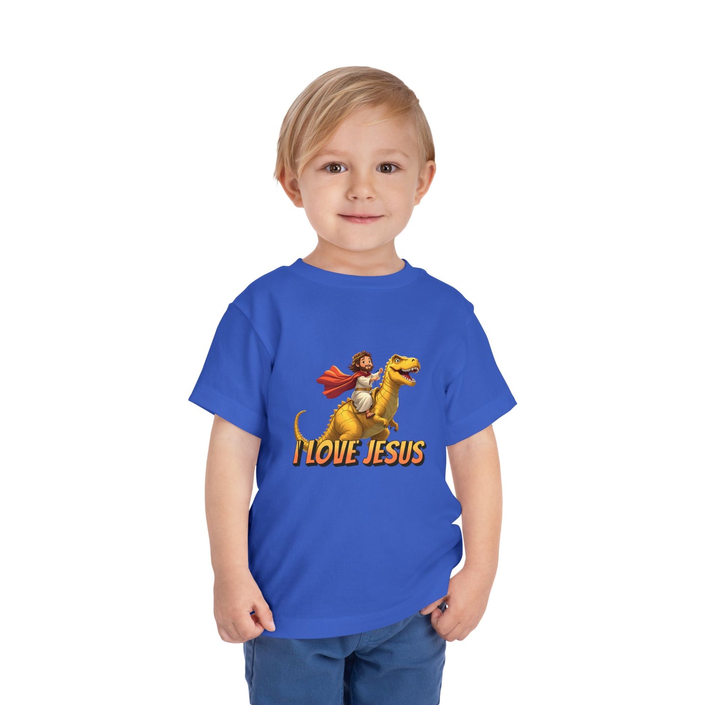 I Love Jesus! Jesus Riding a T-Rex | Toddler T-Shirt