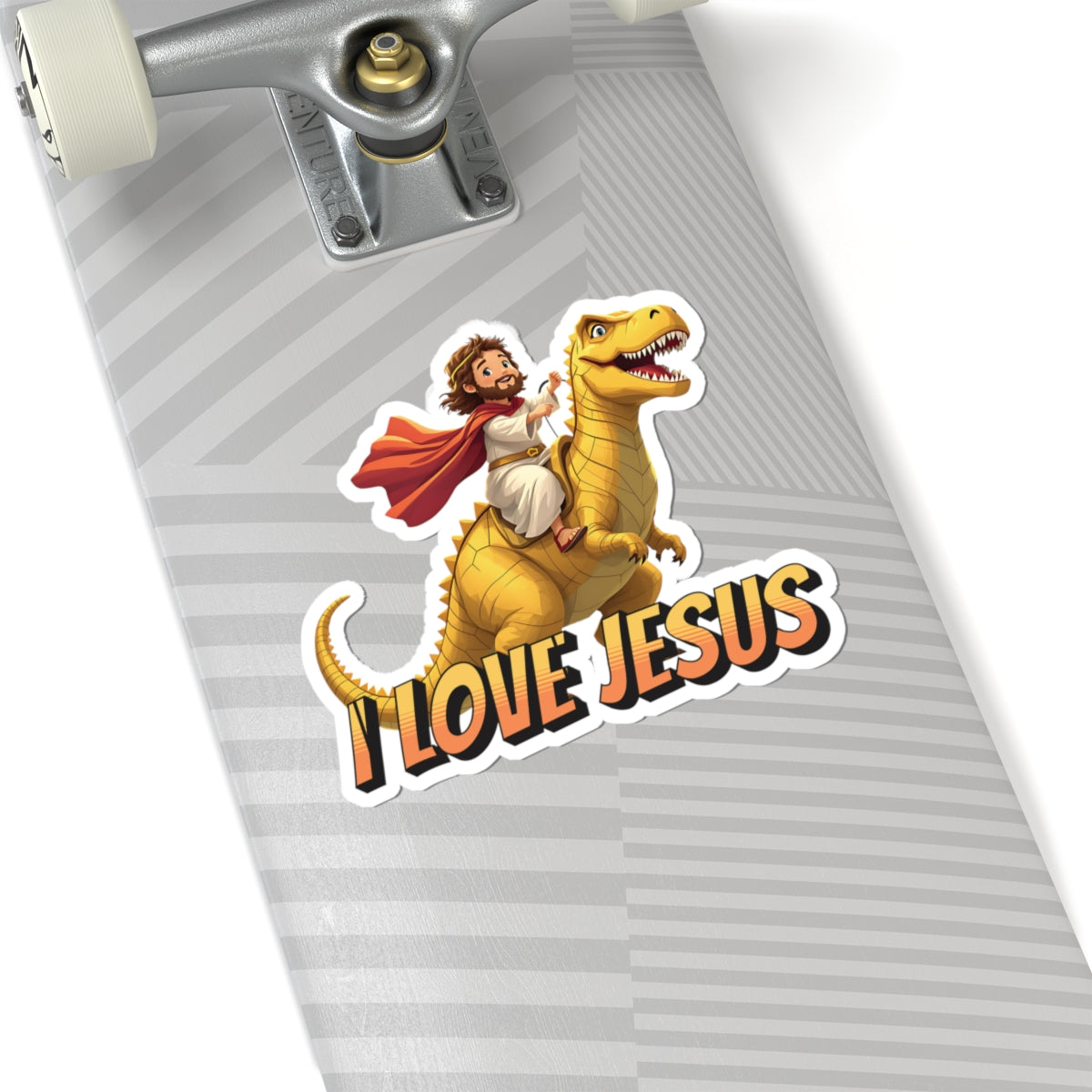 Jesus Riding A T-Rex - Sticker