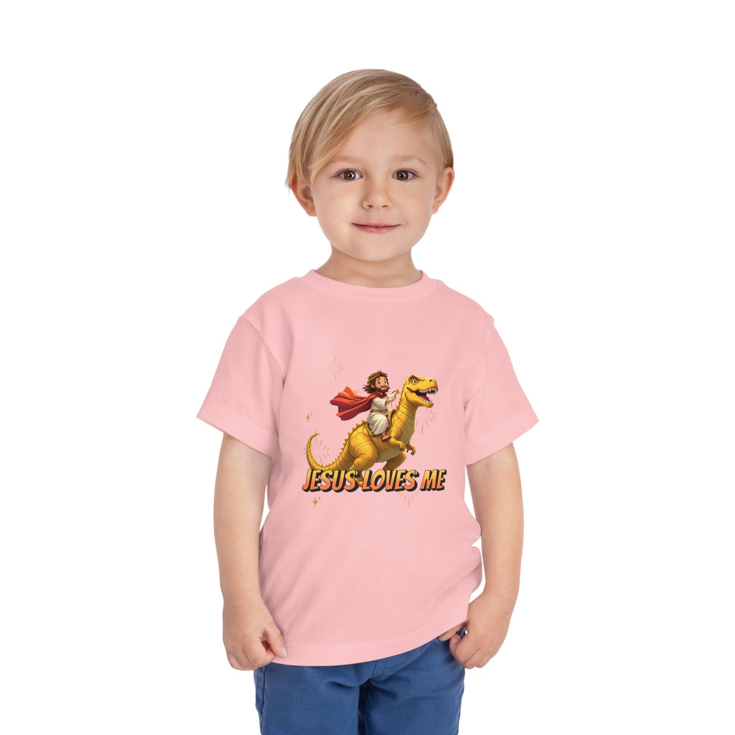 Jesus Loves Me! Jesus Riding a T-Rex | Toddler T-Shirt