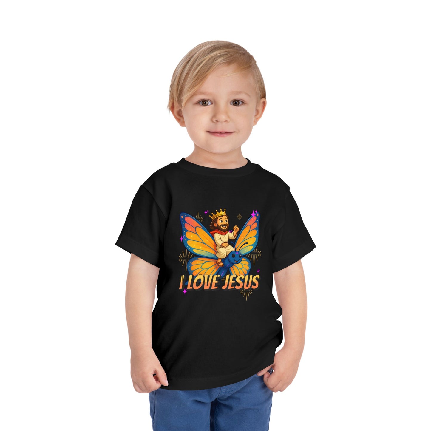I Love Jesus! Jesus Riding a Butterfly | Toddler T-Shirt