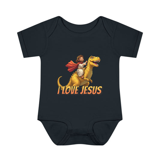 I Love Jesus T-Rex Infant Bodysuit - Christian Baby Apparel