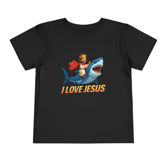 I Love Jesus! Jesus Riding a Shark | Toddler T-Shirt