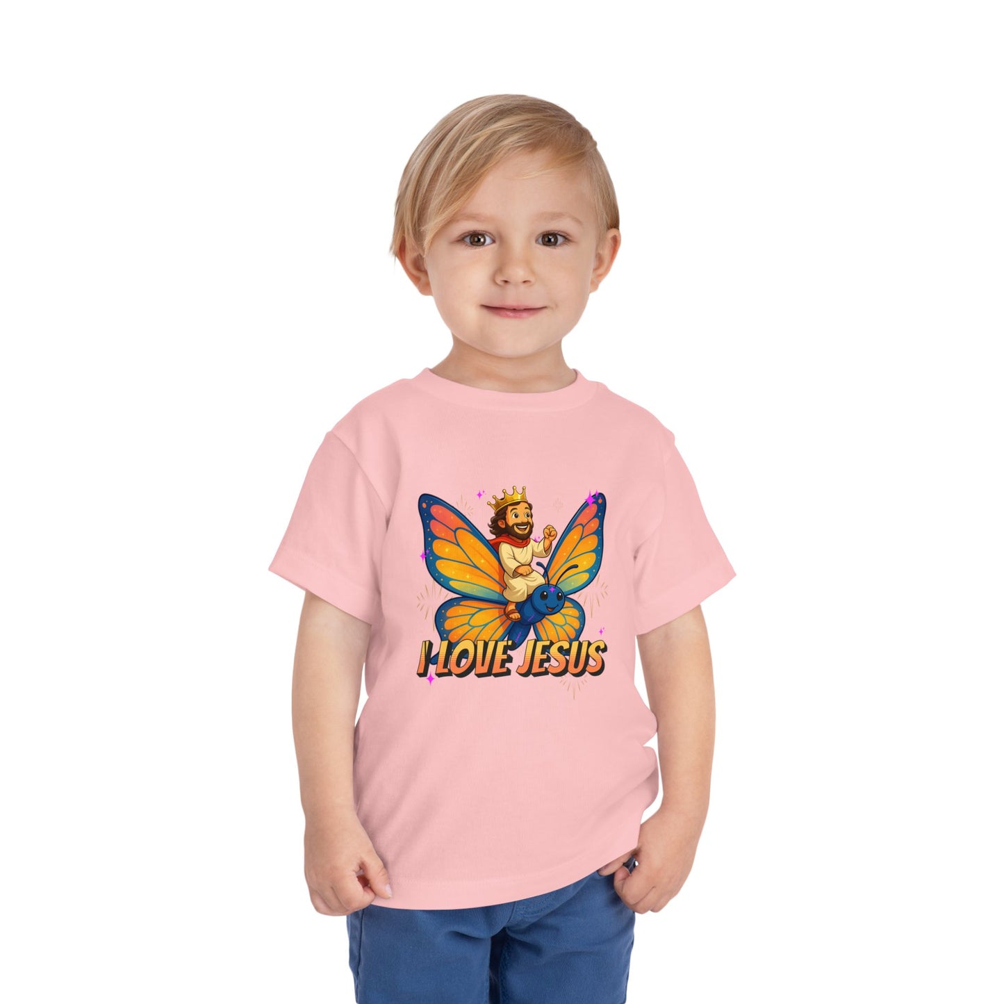 I Love Jesus! Jesus Riding a Butterfly | Toddler T-Shirt