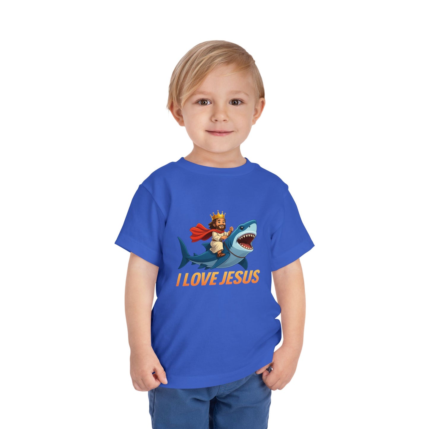 I Love Jesus! Jesus Riding a Shark | Toddler T-Shirt