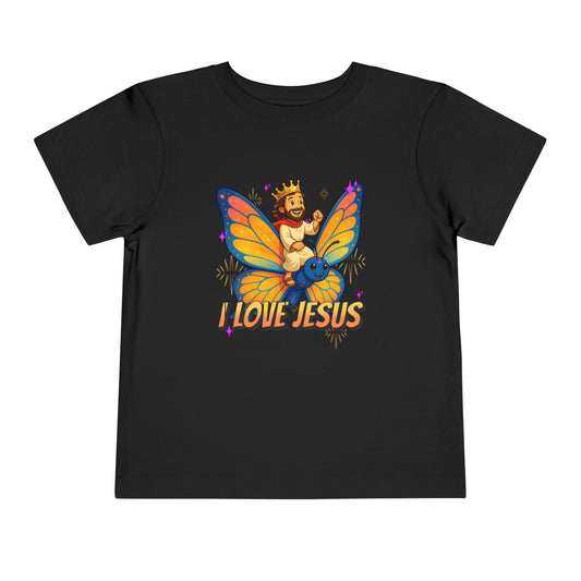I Love Jesus! Jesus Riding a Butterfly | Toddler T-Shirt