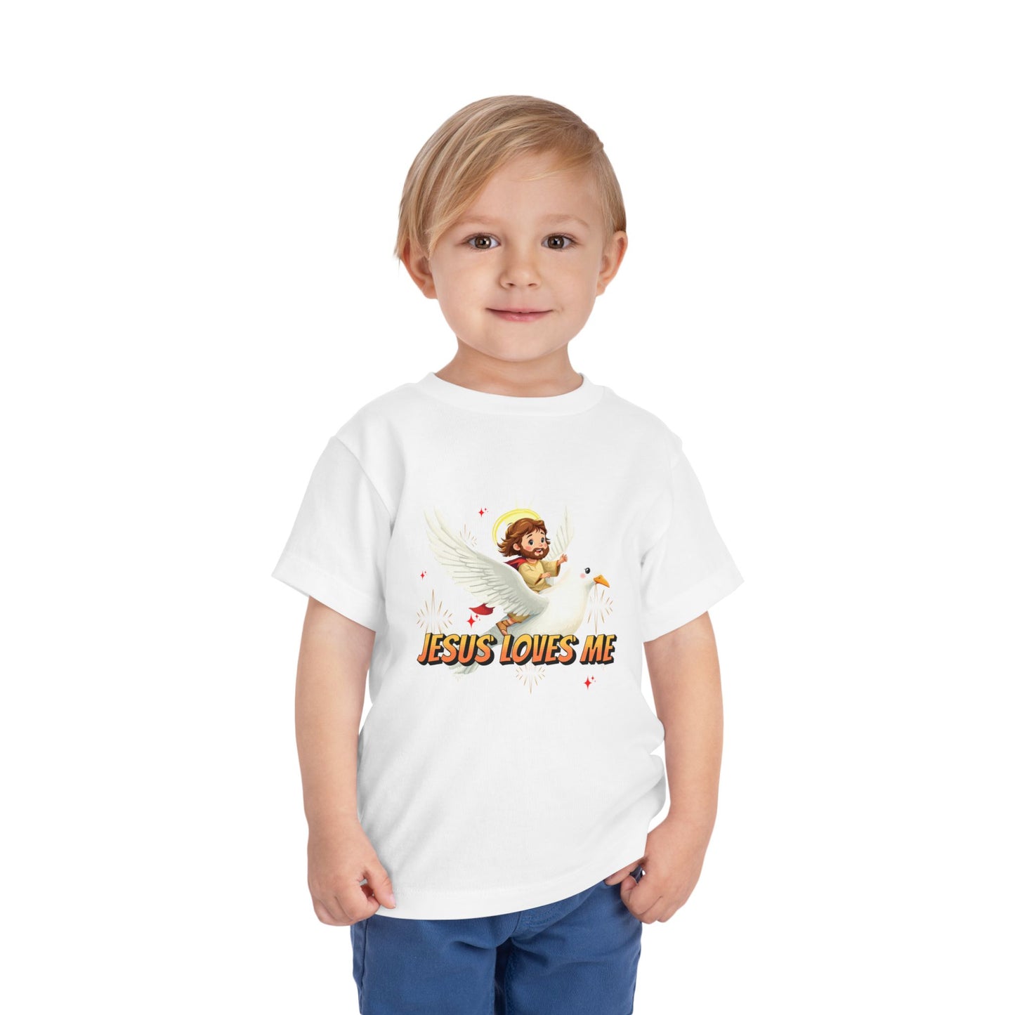Jesus Loves Me! Jesus Riding a Dove | Toddler T-Shirt