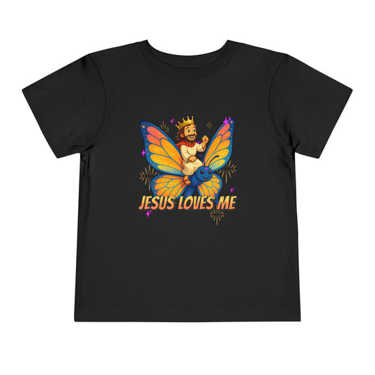Jesus Loves Me! Jesus Riding a Butterfly | Toddler T-Shirt