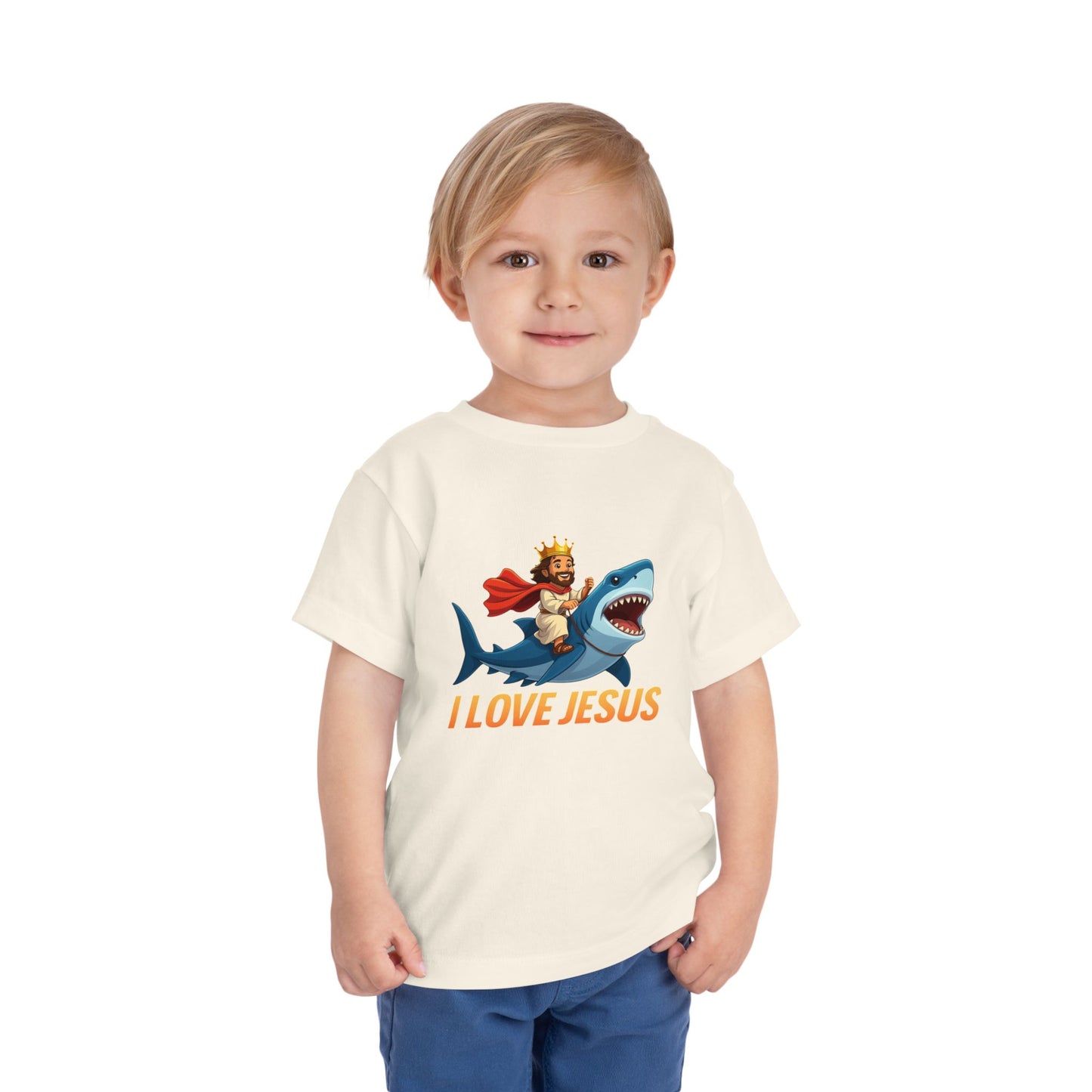 I Love Jesus! Jesus Riding a Shark | Toddler T-Shirt