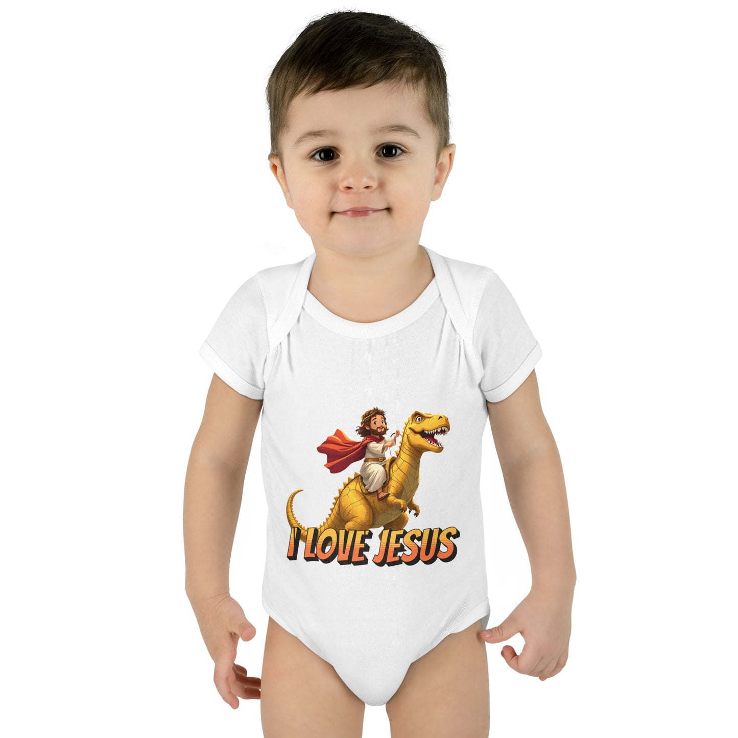 I Love Jesus T-Rex Infant Bodysuit - Christian Baby Apparel