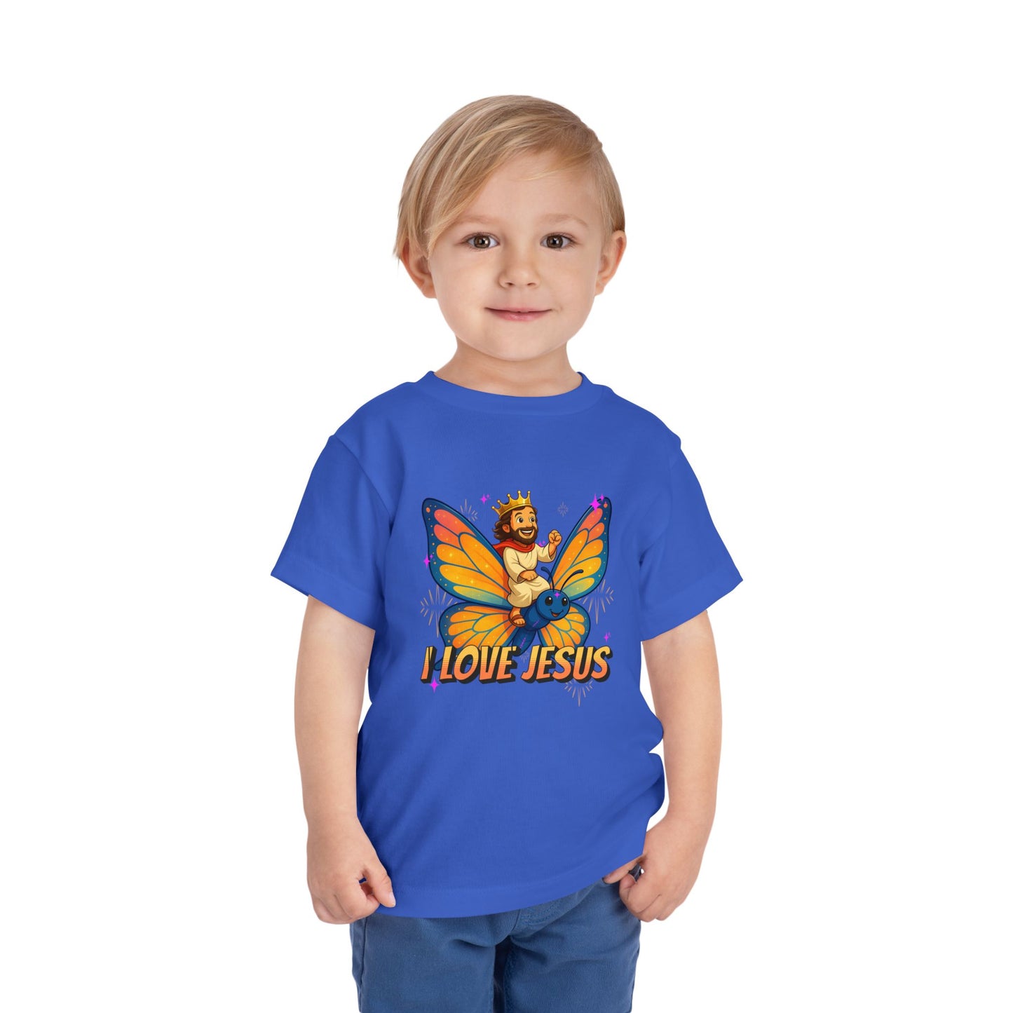 I Love Jesus! Jesus Riding a Butterfly | Toddler T-Shirt