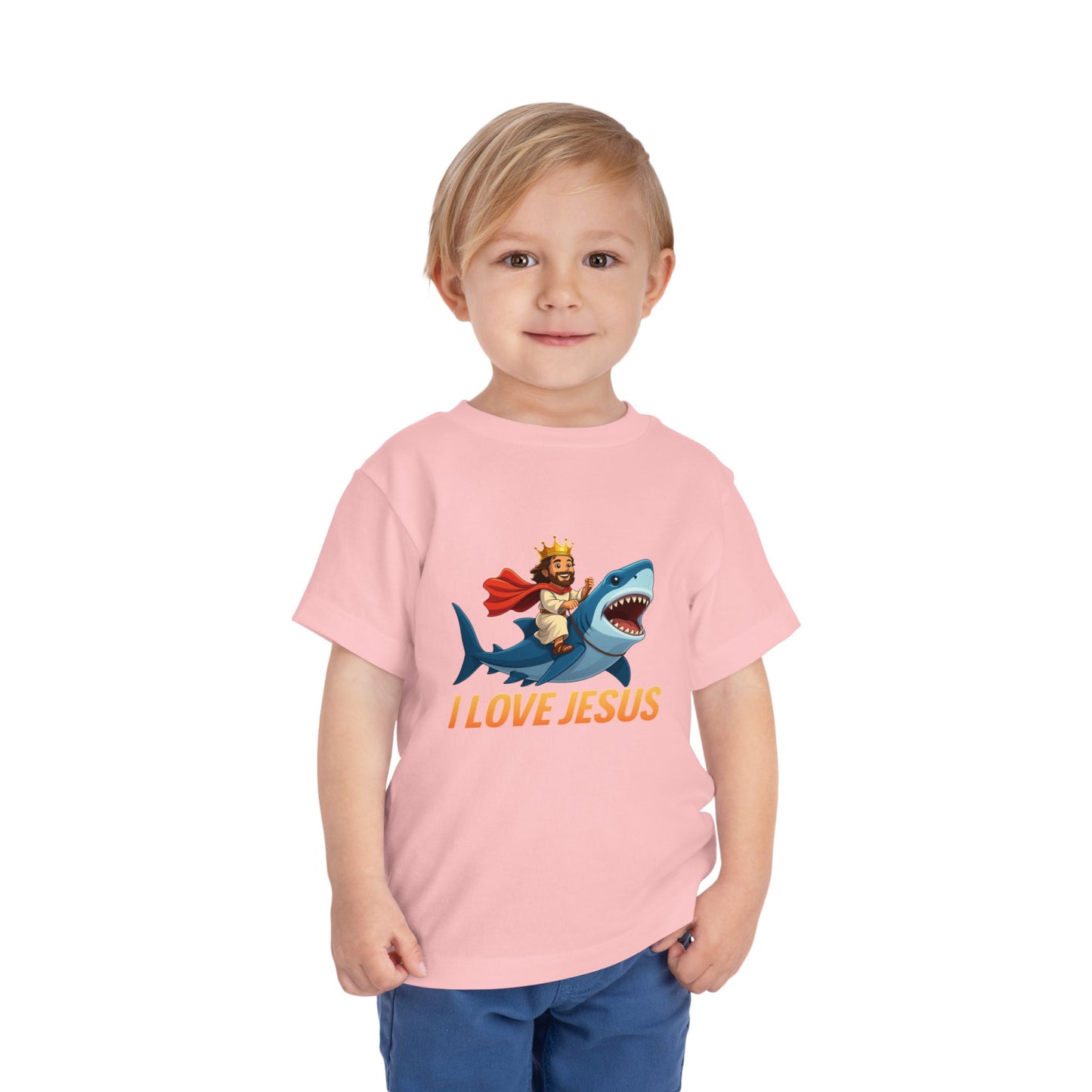 I Love Jesus! Jesus Riding a Shark | Toddler T-Shirt