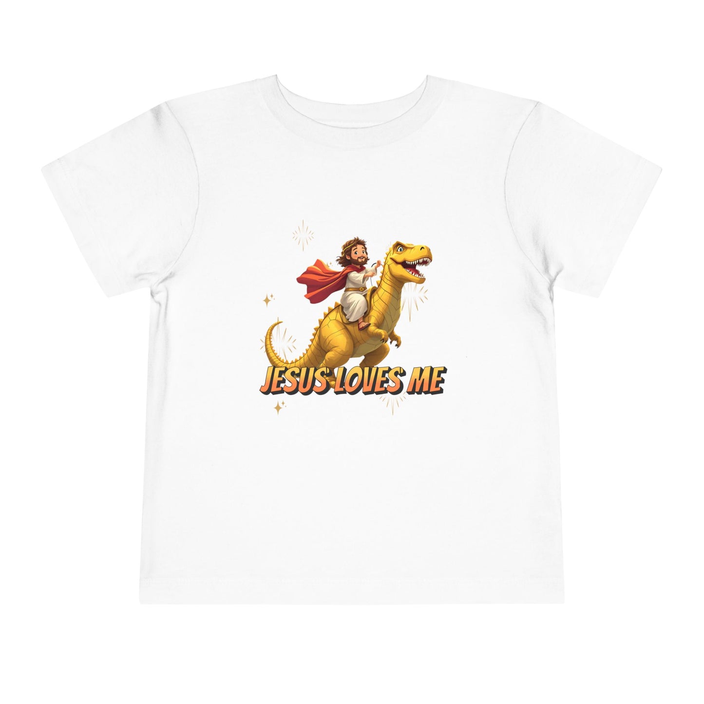 Jesus Loves Me! Jesus Riding a T-Rex | Toddler T-Shirt