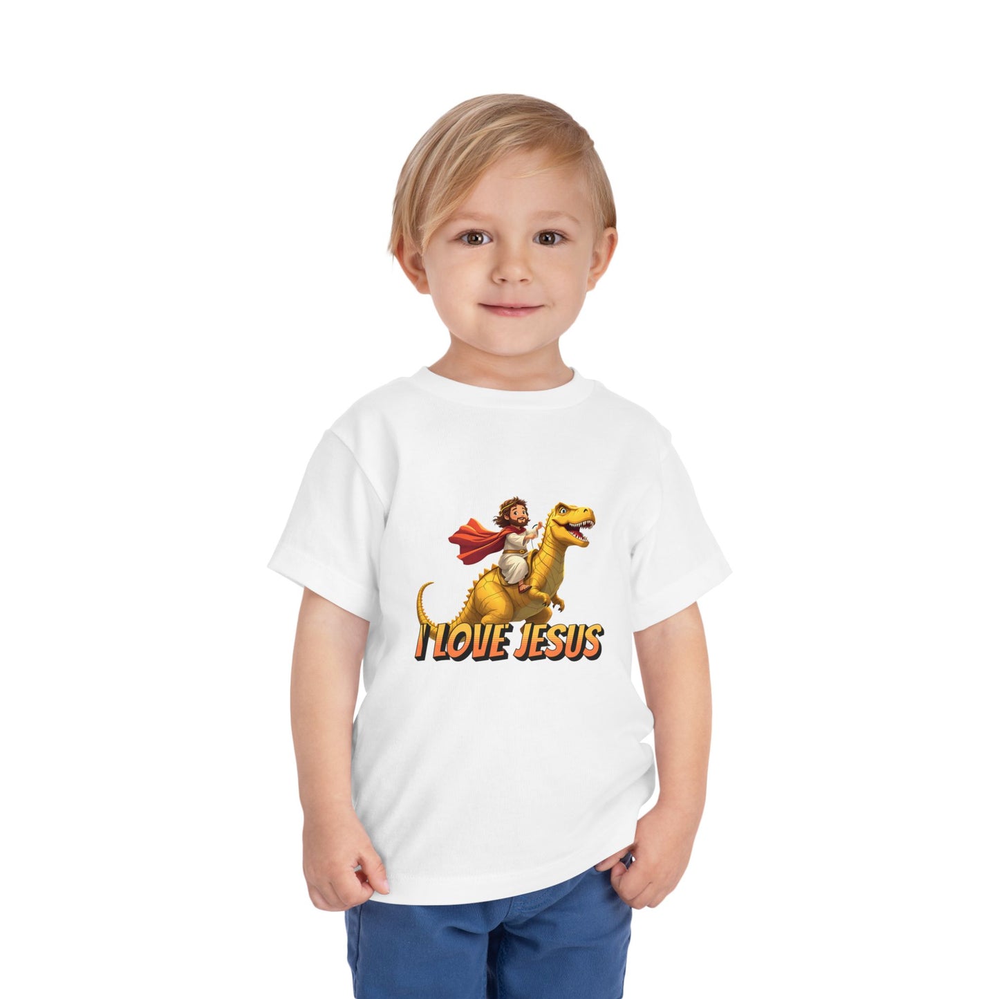 I Love Jesus! Jesus Riding a T-Rex | Toddler T-Shirt