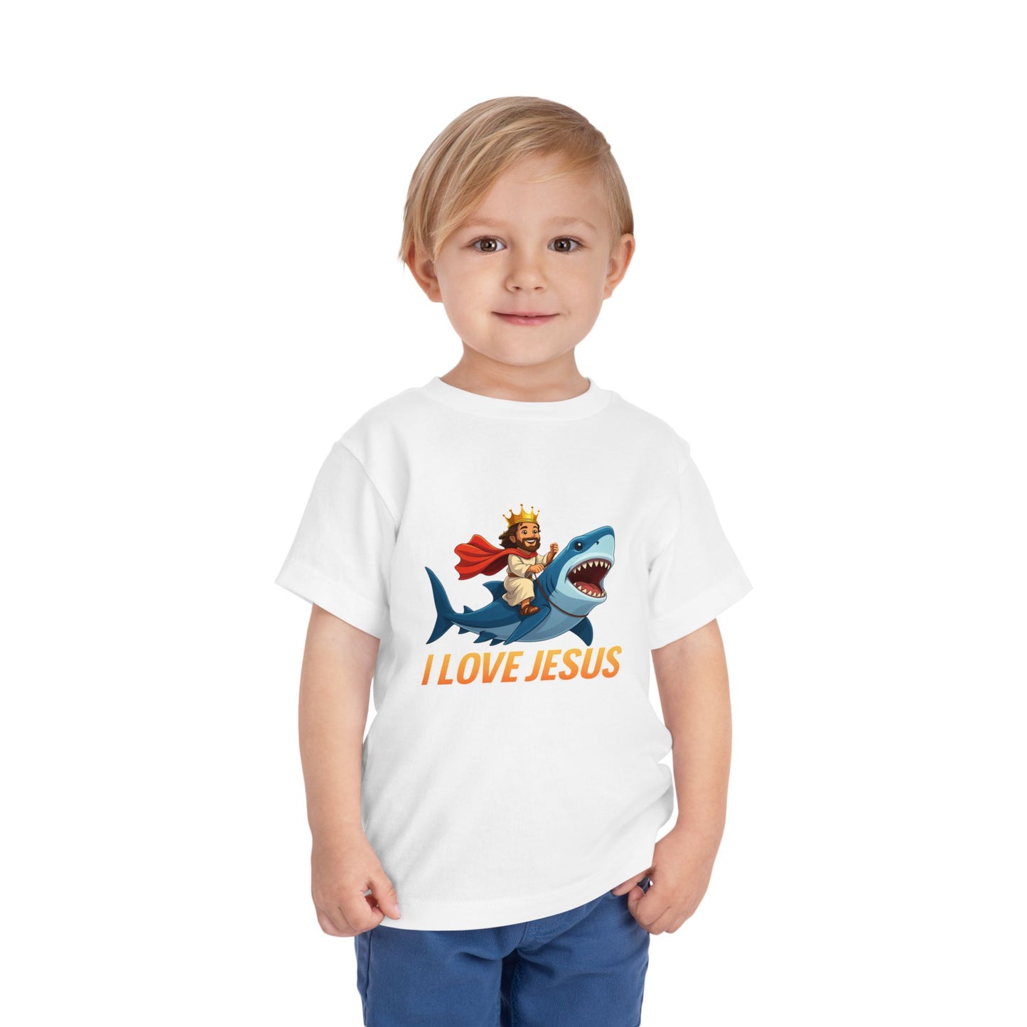 I Love Jesus! Jesus Riding a Shark | Toddler T-Shirt